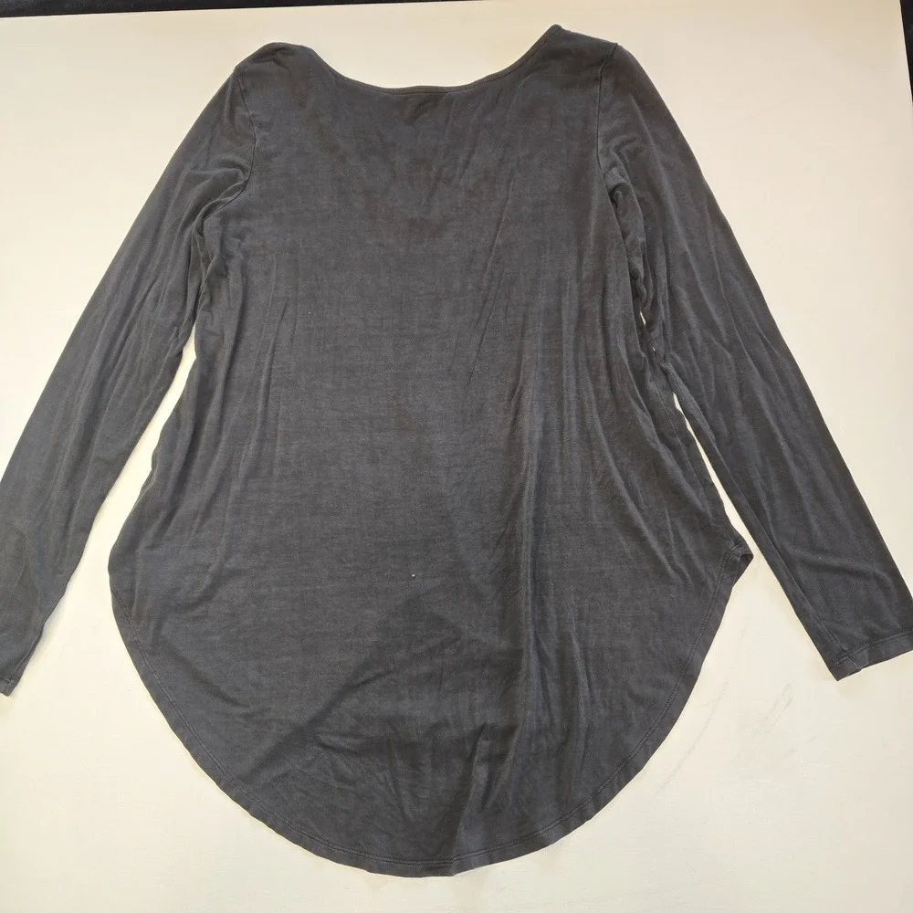 American Eagle Gray Soft & Sexy Long Sleeve Womens Tee Crosscross V-Neck Small - Picture 5 of 7